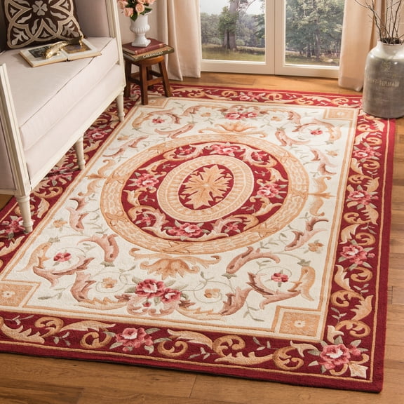 Safavieh Easy Care Chelsea Bordered Area Rug, Ivory/Burgundy, 4' x 6'