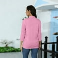 thumbnail image 7 of Mock Neck Tops for Women Basic 3/4 Sleeve Layering Shirts Dressy Casual Loose Lightweight Turtleneck Tops Pink 2XL, 7 of 7