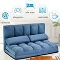 thumbnail image 2 of Adjustable Suede Lazy Sofa Floor Sofa, Thicken Double Chaise, Folding Lounge Sleeper Sofa Bed Couch, Floor Gaming Couch, Cushioned with Two Pillows & 5 Positions, Blue, 2 of 7