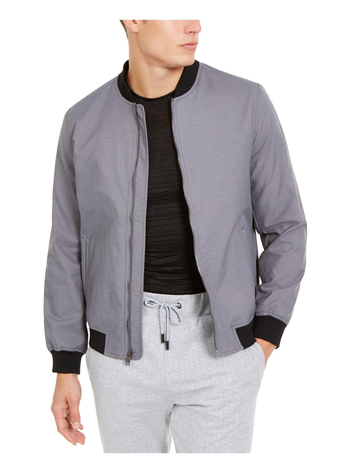 ALFANI Mens Gray Bomber Jacket L 