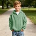 thumbnail image 5 of KyCheLot Boys Hoodie Quarter Zip Long Sleeve Textured Sweatshirt Fashion School day Activewear for Boys Age 3-14, 5 of 9