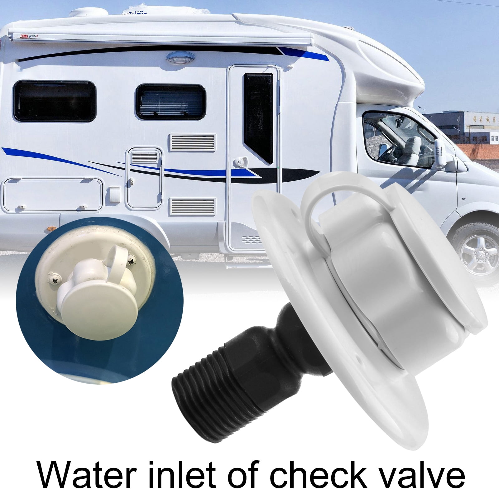 XWQ Oneway RV Gravity Water Inlet White Fresh Water Fill Inlet Valve Hatch for Trailer Camper