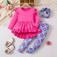 thumbnail image 2 of Weebloom Halloween Outfits For Girls Winter Sets Solid Color Sleeveless Top With Striped Pants Hair Accessories Autumn Clothes Lovely Girl Outfit Pink, 2 of 9