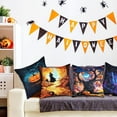 Qpout 4 Pack Halloween Cushion Covers, Pumpkin Skull Maple Leaf Witch