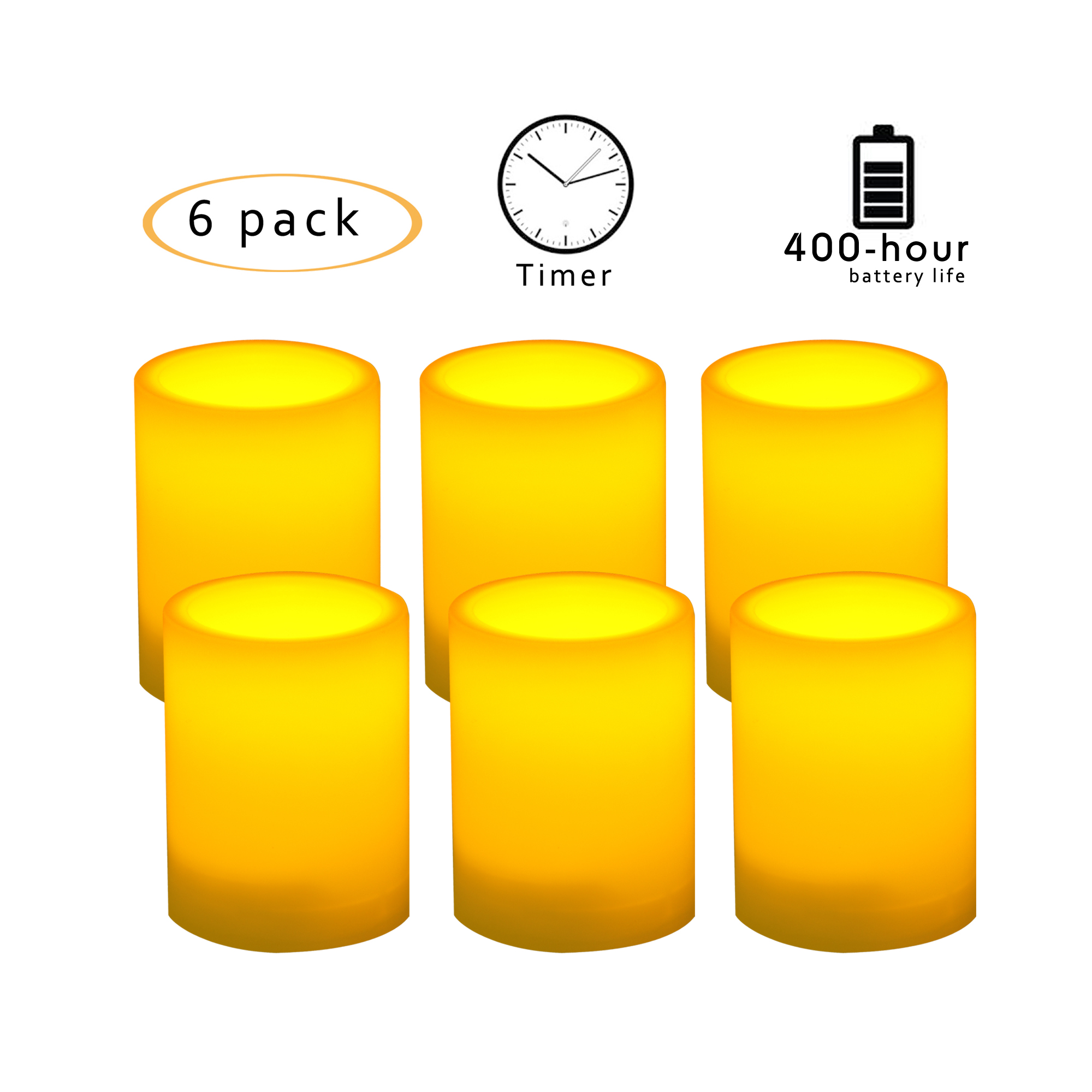 Flameless LED Battery Operated Votive Candles with Timers 1.5"(D)x2"(H