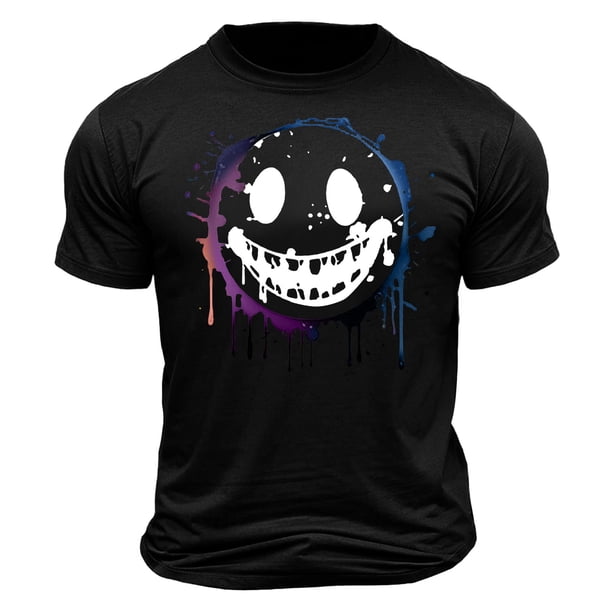 Top de Manga Corta, Hombre Casual Impreso Cuello de la Tripulación Camiseta, Manga Corta Blusa de Verano Poliéster