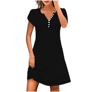 Dresses For Women Sevevn Womens Casual Short Sleeve Summer 2025 Boho Floral Beach Spring A-Line Dress