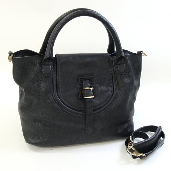 Pre-Owned meli melo handbag black leather shoulder bag all ladies (Good)