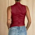 thumbnail image 4 of SNKSDGM Female White Tank Top Woman Crop Flowy Spaghetti Strap Tank Top Women's Solid Color Leather Peplum Waist Sleeveless Top Vest – Asymmetrical Design Xl, 4 of 7