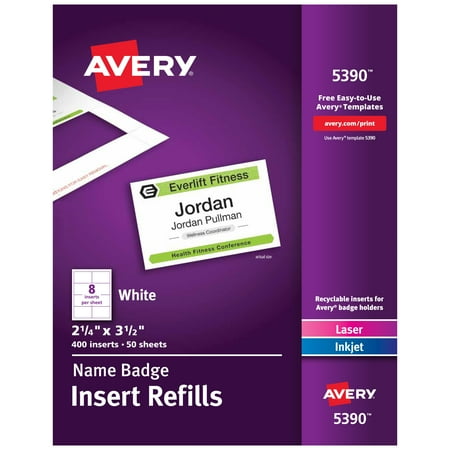 UPC 072782053901 product image for Avery Name Badge Inserts  2.25  x 3.5   400 Inserts (5390) | upcitemdb.com