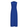 thumbnail image 2 of Bixock Casual Dresses for Women Maxi Dresses Solid Color Short Sleeve Crew Neck Pocket Loose High Waist A Line Boho Dress Sundress Travel Vacation Beach Clothes, 2 of 4