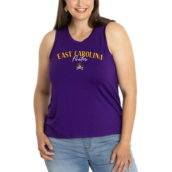 Women's  Purple ECU Pirates Hannah High Neck Tank Top