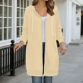 thumbnail image 2 of idosla Long Hoodies for Women Full Zip Up Pullover Tunic Sweatshirts with Pockets Trendy Fall Winter Clothes Y2K (Beige, L), 2 of 4