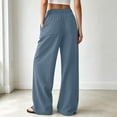 thumbnail image 3 of Casual Dress Pants Elastic Waistband Solid Long Trousers Work Slacks Straight Leg Pull On Pants(Light Blue,XL), 3 of 5