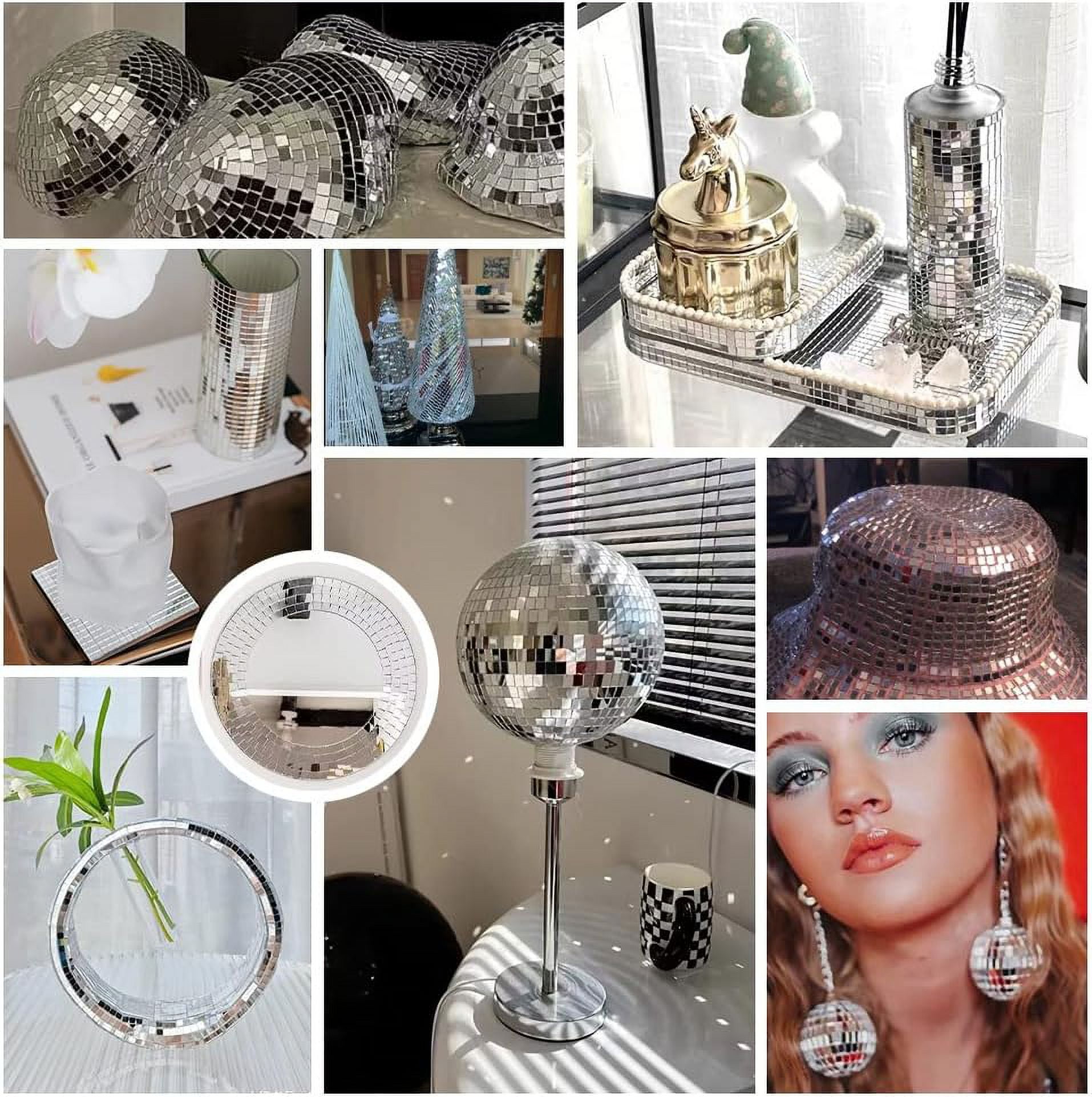 4800pcs Self-Adhesive Mosaic Tiles Rose Gold Square Glass Mirror Tiles Self Adhesive Disco Ball Tiles for DIY Craft Photo Frame Home Theme Party Disco Decoration 3Roll 3rolls