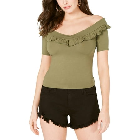 Guess Womens Kae Short Sleeve Ruffled Blouse