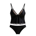 thumbnail image 2 of Swimsuits for Women Mesh Double Shoulder Swim Top with Bottom Tummy Control Swimwear Modest Bathing Suit, 2 of 3