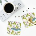 thumbnail image 4 of Disketp Cartoon Frogs Funny Coasters,4 Pcs Leather Coasters with Holder, Perfect Housewarming Hostess Gifts,Protect Furniture from Water Marks Scratch and Damage-Square, 4 of 6