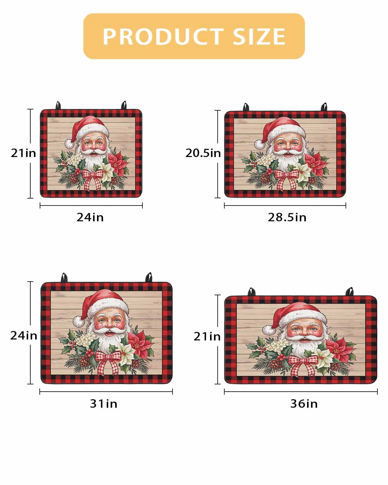 Large Induction Cooktop Protector Mat Christmas Stove Top Covers for Electric Stove, Winter Santa Claus Poinsettia Wooden Grain Decorative Stove Burner Cover Mats, Glass Top Stove Cover