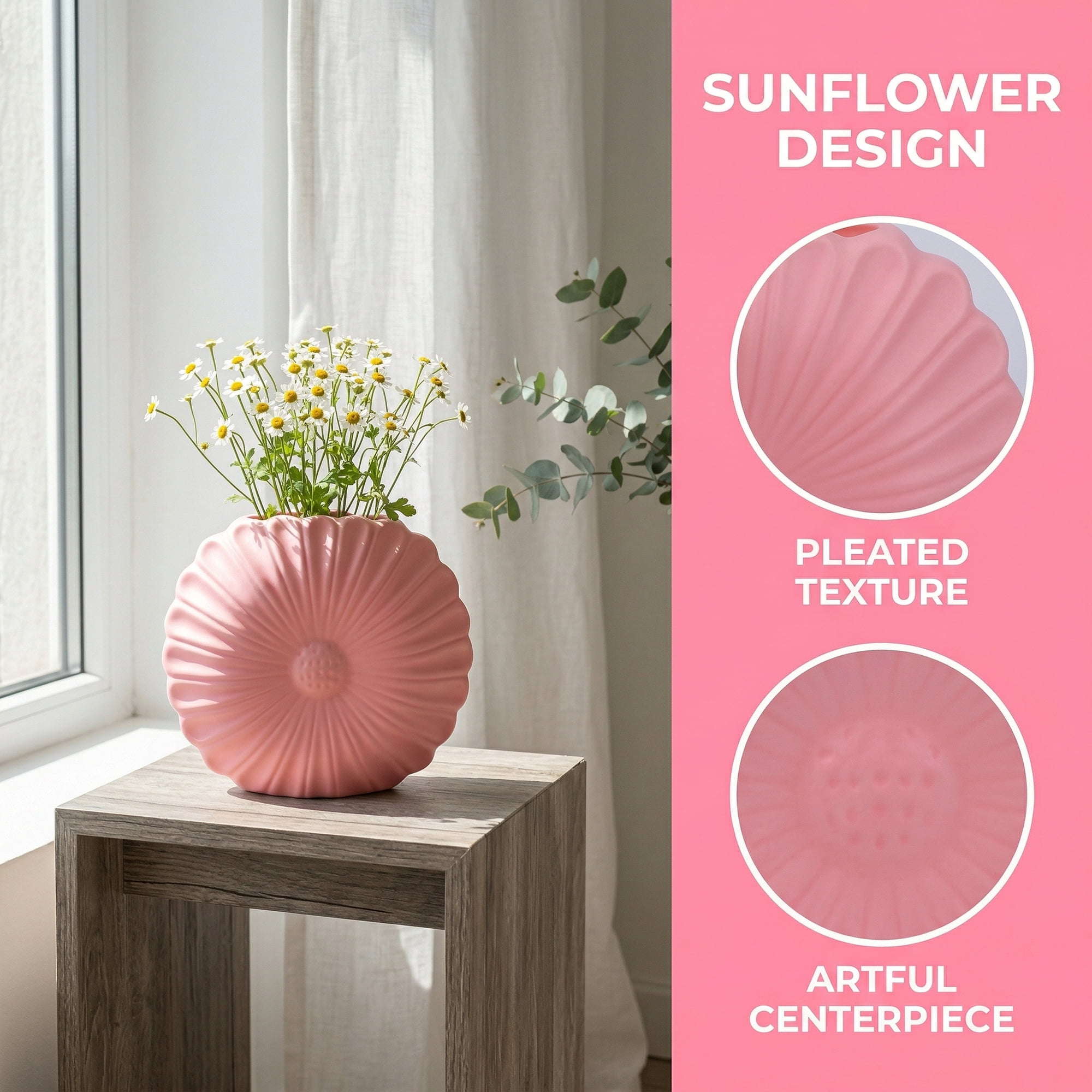 Unique Bargains Geometric Flower Nordic Minimalist Bud Vase Pink 7.9"L x 1.2"W x 6.9"H