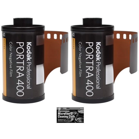 Kodak Professional Portra 400 Color Negative Film 35mm Roll Film, 36 Exposures - 2 Pack with Cleaning Cloth