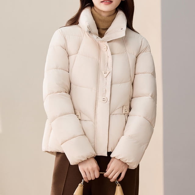 Njdvhb Parkas d'Hiver à Manches Longues pour Femmes, Veste Décontractée à Manches Longues Sans Capuche