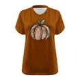 thumbnail image 4 of TKLPEHG Plus Size Halloween Pumpkin Shirt Women Fashion V Neck Fall Graphic Tee Short Sleeve Thanksgiving Gift Tops T-Shirt (Orange,XXL), 4 of 4