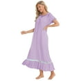 thumbnail image 3 of Defitshape Women's Victorian Nightgown Short Sleeve Pajamas Dress Summer Vintage Night Gown Cute Lace Old Fashioned Vintage Loungewear Purple Large, 3 of 4