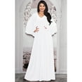 thumbnail image 2 of KOH KOH Long Cape Batwing Sleeve Modest Full Floor Length Flowy Fall Winter Elegant Evening Formal Funeral Church Wedding Guest Tall Maxi Dress Gown For Women Ivory White Small US 4-6 NT117, 2 of 6