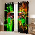 thumbnail image 2 of Manfei 3D Gamepad Blackout Curtains Set of 2 (52x84 Each),Gaming Gamer Window Curtains,Gradient Green Orange Curtains and Drapes For Boys Kids,Ultra Soft Home Decor, 2 of 6