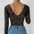 thumbnail image 7 of WMTBSRSW Women's Long Sleeve Bodysuit Floral Lace V Neck Bodysuit Top Backless Going Out Leotard Tops, 7 of 7