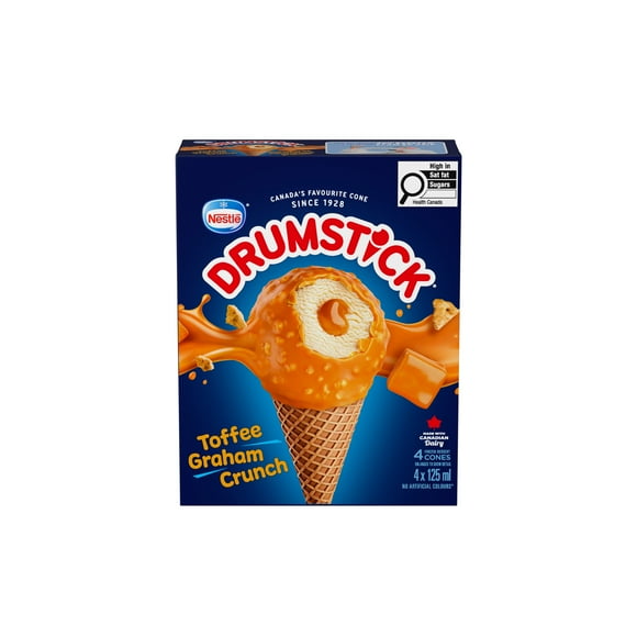 Drumstick Toffee Graham Crunch, Crispy Wafer Cone, Vanilla Frozen Dessert With Caramel Centre And Chocolatey Nugget Coated In Toffee And Dipped in Crunchy Graham Pieces, 0.5 L