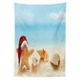 thumbnail image 3 of Ambesonne Santa Tablecloth Rectangular Table Cover, Starfish Exotic Beach, 60"x90", Pale Blue Sand Brown Red, 3 of 4