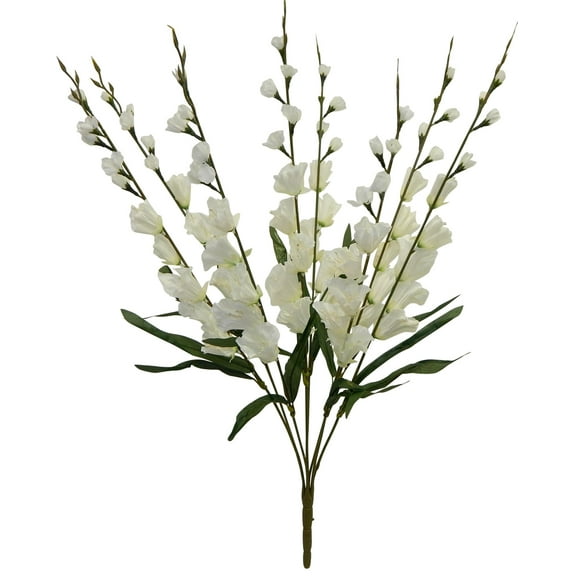 Off-White Bells of Ireland 32in Artificial Polysilk Faux Fake Flower Shell Flower Bush for Craft Garden Outdoor Bouquet Arrangement Ceremony Wedding Arch Floral Wall Aisle Decor (Off-White, Set of 2)