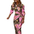 thumbnail image 1 of Sexy Dance Robes pour Femmes Imprimé Floral Été Plage Robe d'Été Géométrique Longue Robe Col en V Manche 12 Rose 3TG, 1 of 2