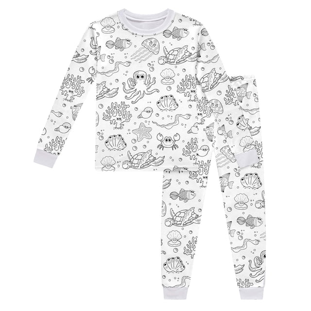 TBWNWG Tenues & Ensembles pour Filles, Haut à Manches Longues Col Rond pour Enfants, Pantalon, Pyjama, Ensemble Peint à la Main, Confortable pour la Maison, Taille 2-3 Ans