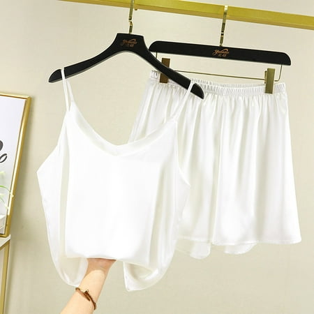 Discount Bonanza  Women s Tank Top Set  Summer Thin Loose  Solid Color  Sleeveless Casual  2 Piece Set  Lightweight  Comfortable  For Outdoor  Beach  Daily Wear  Women s Soft Trousers | White XL