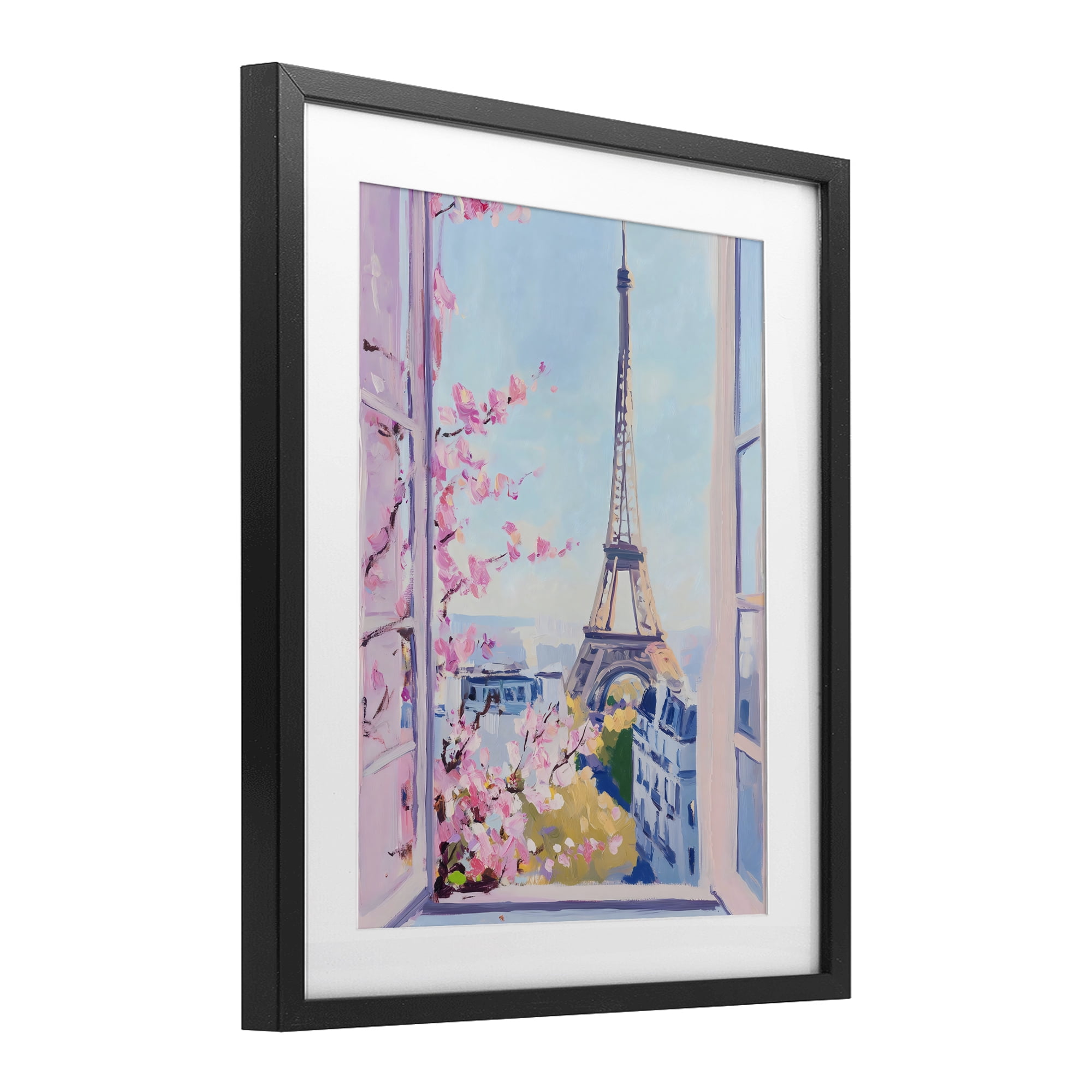 Stupell Industries Eiffel Tower View in Spring Black Framed Print Under Glass, design by The Prints Vibe