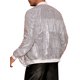 thumbnail image 3 of CHAQUETA VARSITY BRILLANTE INSPIRE CHIC PARA HOMBRE CON CREMALLERA, CHAQUETA DE BOMBER DE BEISBOL CON LENTEJUELAS BRILLANTES DE DISCO DE LOS 70, S PLATA, 3 of 5