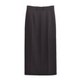 thumbnail image 3 of TRAFZA Conjunto de 2 piezas de moda de verano para mujer, abrigo de traje decorado con bolsillos y cuello vuelto liso + falda midi con dobladillo dividido en la cintura media para mujer, 3 of 5