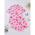 thumbnail image 4 of WIBACKER S-2XL Valentine's Day Womens Pajamas Set Short Sleeve Button Down 2 Piece Ribbon Heart Loungewear Sets Sleepwear, 4 of 10