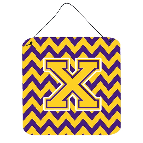 Carolines Treasures CJ1041-XDS66 Letter X Chevron Purple and Gold Wall or Door Hanging Prints 6HX6W multicolor