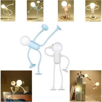 Changeable Shape Funny Sportsman Night Light, Suction Cup Bendable Mini Night Light, Table Top Decorative NightLight, Suitable for Bedroom,Bathroom,Corridor,Kitchen (Blue White)