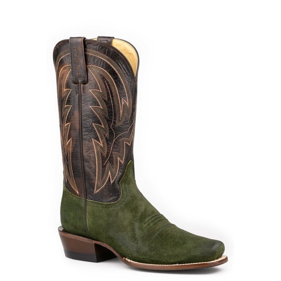Men's Roper Drover Suede Leather Boots Handcrafted Green