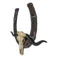 thumbnail image 2 of 21" L Rustic Western Longhorn Bull Cow Skull With Giant Horseshoe Wall Decor, 2 of 7