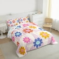 thumbnail image 3 of Homewish Kawaii Rainbow Daisy Full Size Comforter Sets,Multicolor Geometric Triangle Bedding Comforter Set,Cartoon Flower Floral Bedding Sets For Girl Teens,Ultra Soft Home Decor Reversible,3 Pieces, 3 of 8