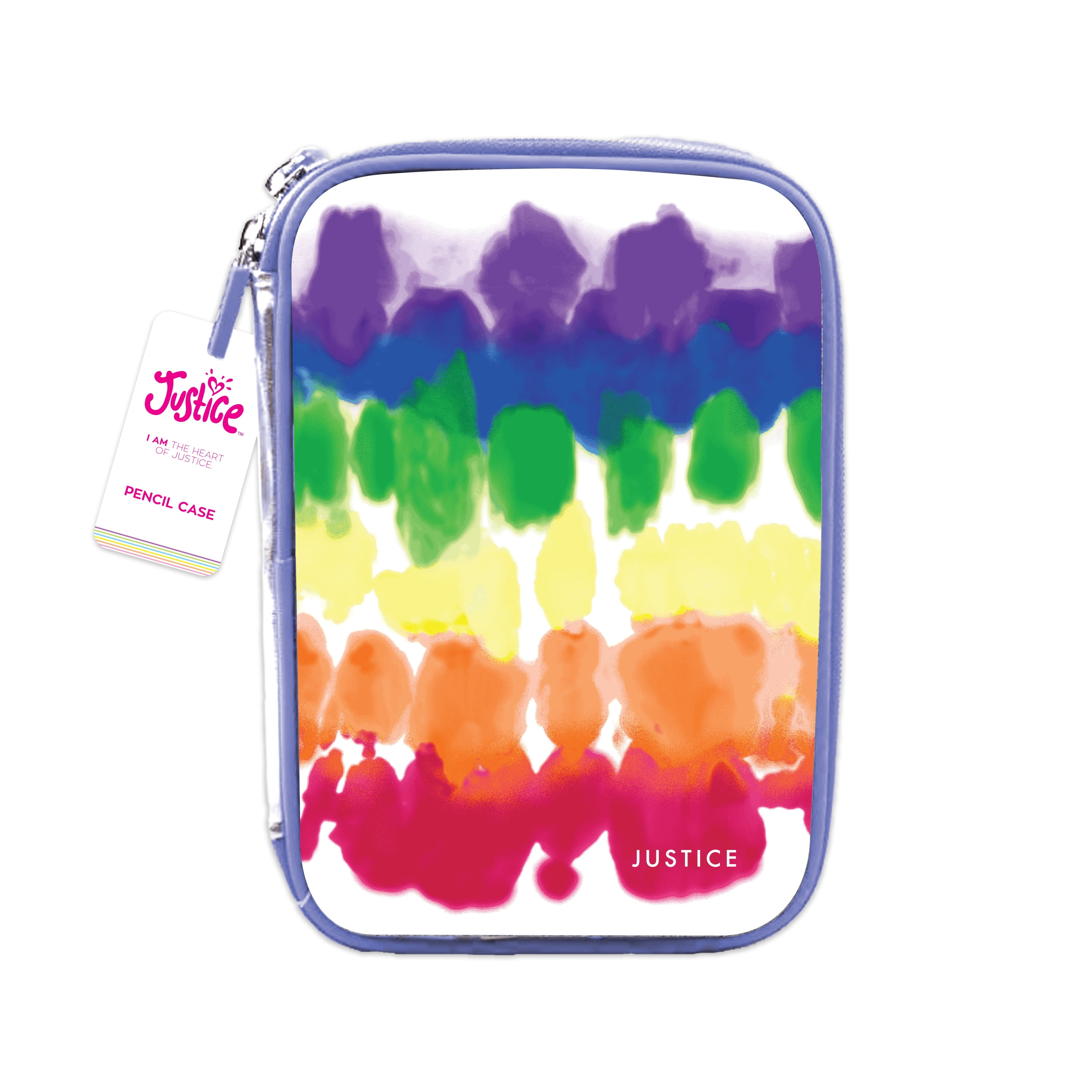 Justice Metallic Rainbow Tie-Dye Zipper Pencil Case