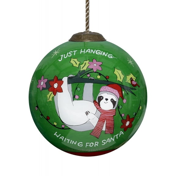 Inner Beauty 2011019 Just Hanging Waiting on Santa Glass Ornament, 3-inch Diameter