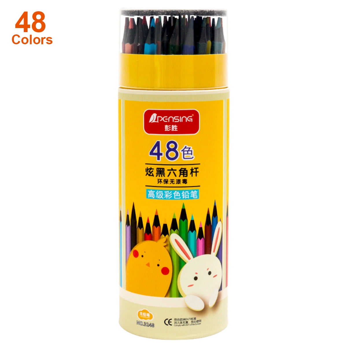 walmeck 48pcs Cartoon Animal Colored Pencils Pre-Sharpened Art Drawing Pens Stationery for Students Children Adults