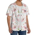 Zufioo Swan And Flowers Print Mens Button Down Short Sleeve Shirt